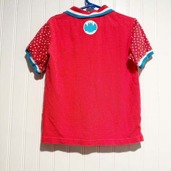 Elstinko Red Star Print Polo Shirt Boys Medium - Picture 6 of 6